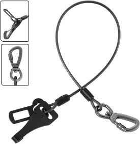 MiaoChuai 3-in-1 Dog Car Seat Belt Harness | Chew-Proof Steel Cable Leash with Heavy-Duty Buckle & Clip | Car Safety Restraint for Small, Medium, Large Dogs (Black, 24 inch/60 CM)