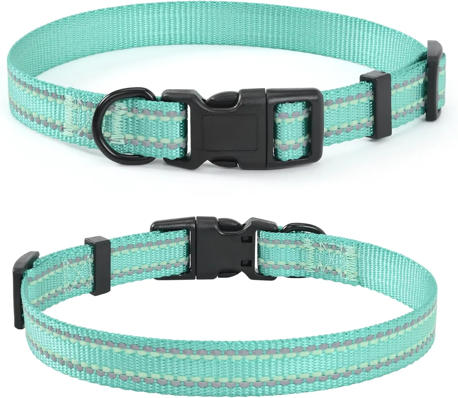 Mile High Life Nylon Night Light Glow Collar, Reflective Light Up Dog Collar, Fluorescent Self-Luminescent Strap for Small Medium Large Dogs (Green, S Neck11-15")