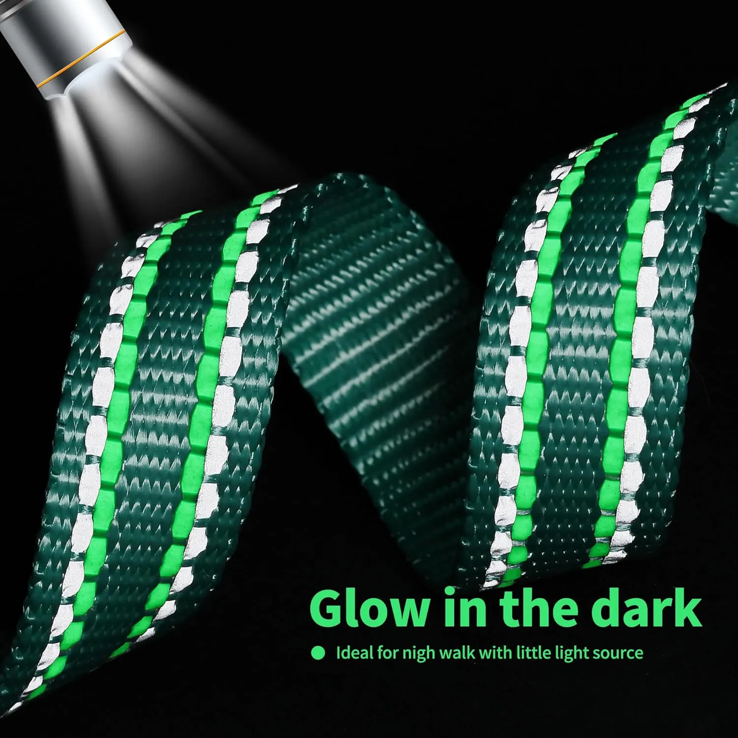 Mile High Life Nylon Night Light Glow Collar, Reflective Light Up Dog Collar, Fluorescent Self-Luminescent Strap for Small Medium Large Dogs (Green, S Neck11-15")