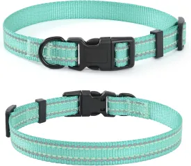 Mile High Life Nylon Night Light Glow Collar, Reflective Light Up Dog Collar, Fluorescent Self-Luminescent Strap for Small Medium Large Dogs (Green, S Neck11-15")
