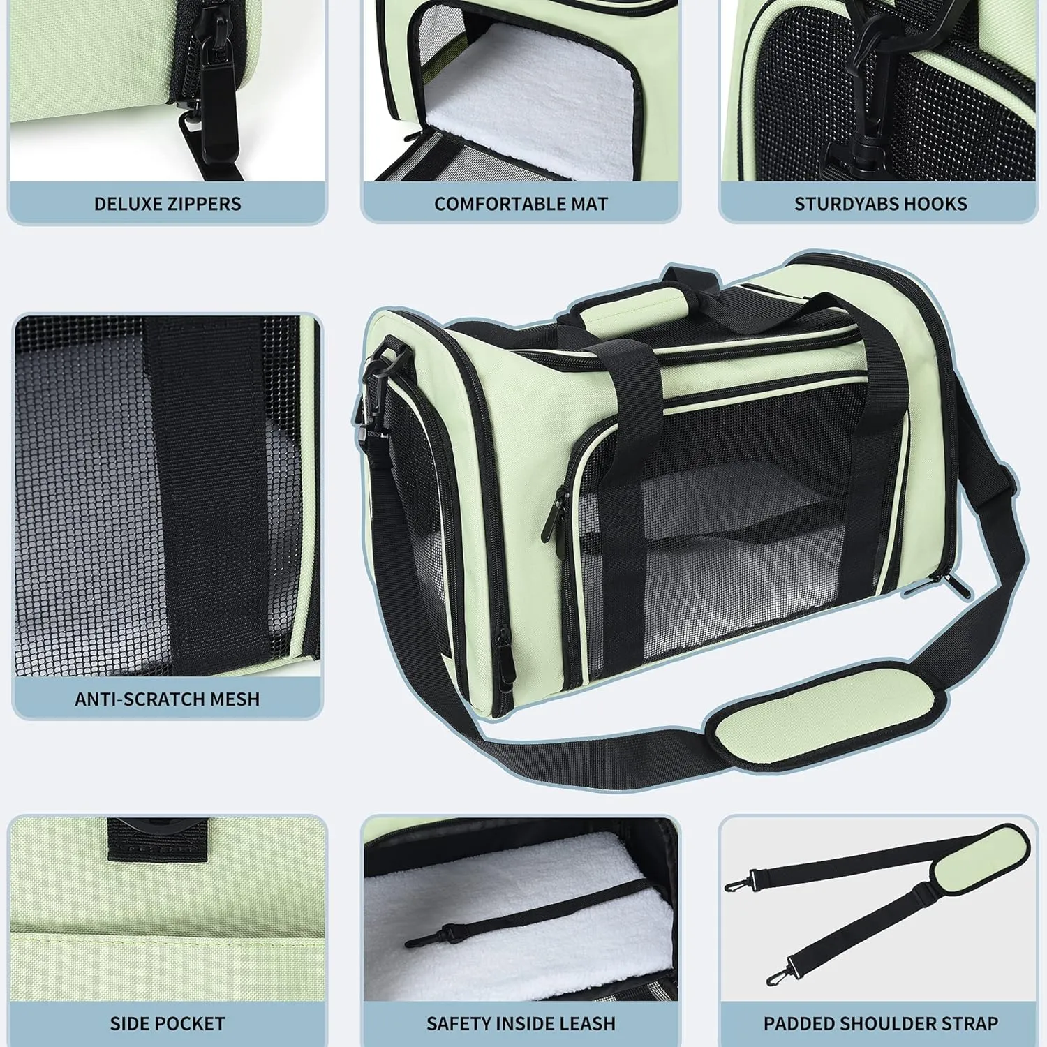 Mile High Life | Outdoor Travel Pet Carrier | Kitty Puppy Cat Carriers | Collapsible Dog Carrier for Small Medium Dogs | Cat Crates w Breathable Mesh with Soft-Sided (Green, Medium)