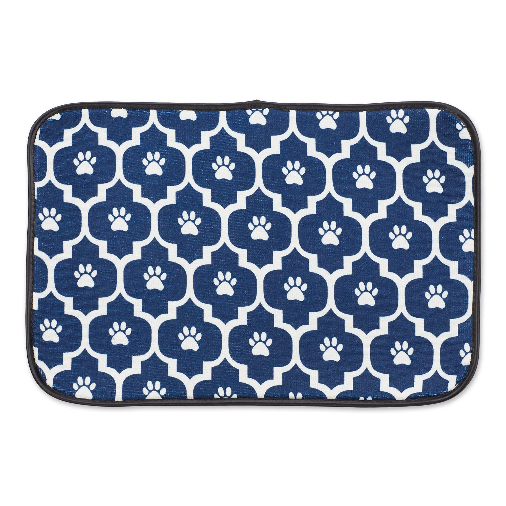 Nautical Blue/Off White Lattice Paw Pet Mat