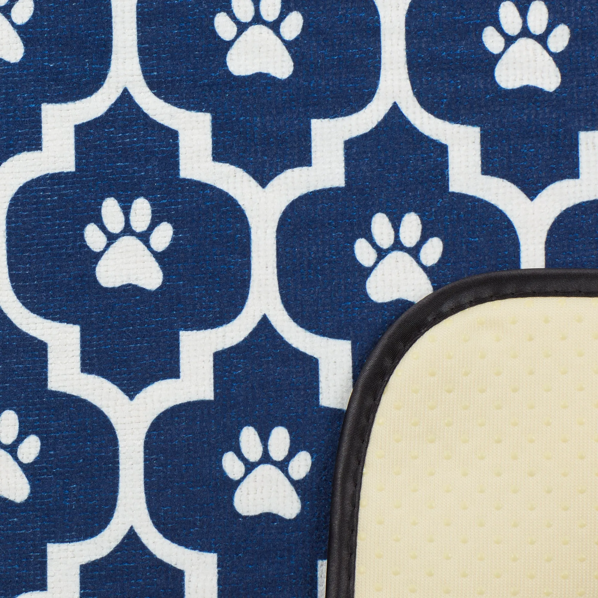 Nautical Blue/Off White Lattice Paw Pet Mat
