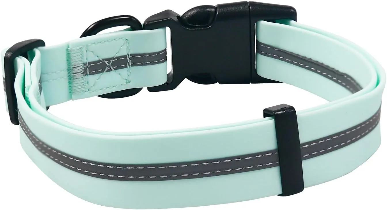 NIMBLE Dog Collar Waterproof Pet Collars Adjustable, Reflective, Durable Flex Poly Coated Nylon Basic Dog Collars 9 Colors in Size S/M/L (Light Blue, Small (9.45-14.17inches))