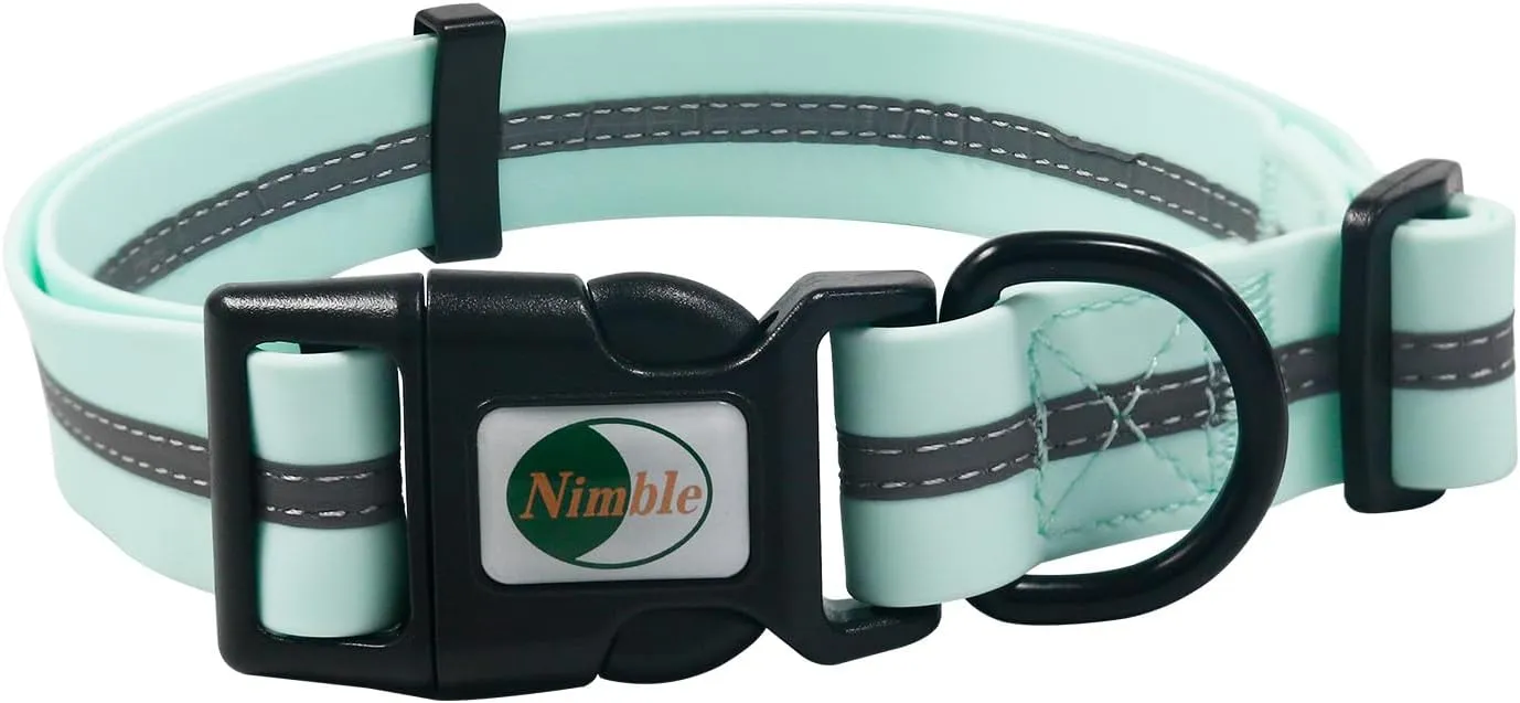 NIMBLE Dog Collar Waterproof Pet Collars Adjustable, Reflective, Durable Flex Poly Coated Nylon Basic Dog Collars 9 Colors in Size S/M/L (Light Blue, Small (9.45-14.17inches))