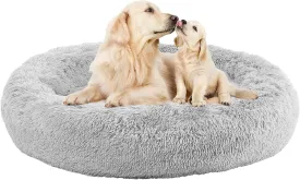 Nisrada Dog Bed for Medium Large Dogs, 36 inch Calming Dogs Bed, Washable-Round Cozy Soft Pet Bed for Puppy and Kitten with Slip-Resistant Bottom