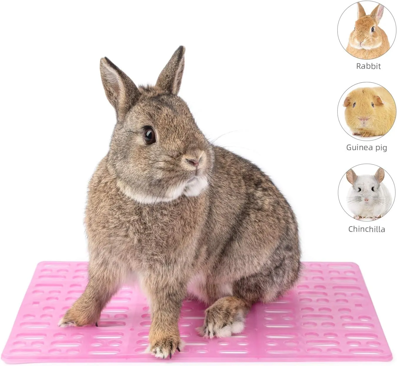 Niteangel 2 Pieces Rabbit Playpen Feet Mats for Cage, Comes with 4 Fixed Tabs (Pink)