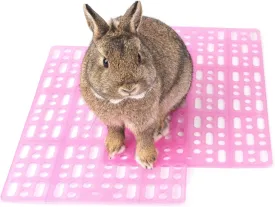 Niteangel 2 Pieces Rabbit Playpen Feet Mats for Cage, Comes with 4 Fixed Tabs (Pink)