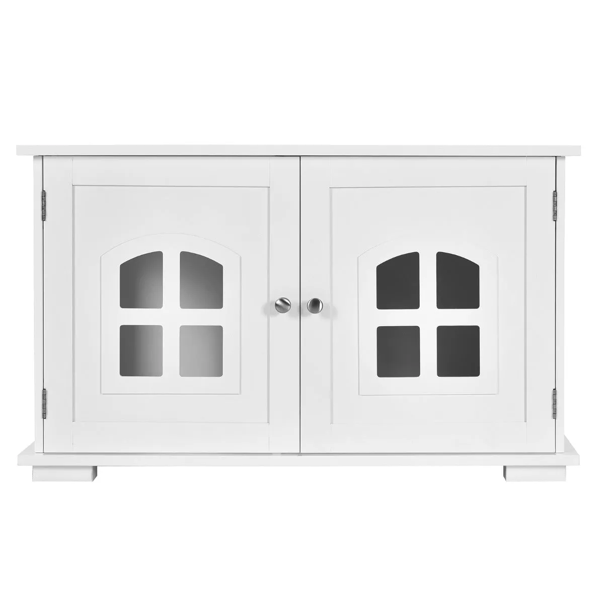 NNECW Cat Hidden Litter Box Enclosure with Cross Windows &ampampamp Double Door-White