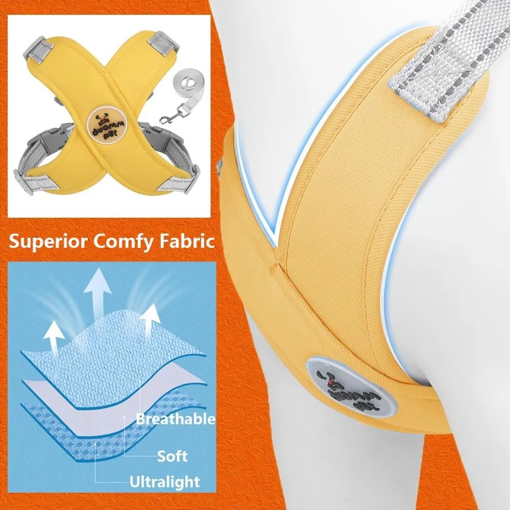 No Pull Dog Harness and Leash Set for Medium Sized Dogs, Super Comfort Dog Vest Harnesses with Lead Dog Collar for Puppy Running Training 20lbs (Yellow, Medium)