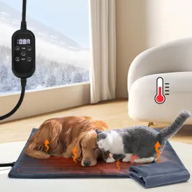 Nobleza Heated Dog Bed, Adjustable Temperature Waterproof Cat Heating Pad with Timer, 2 Pack Replaceable Washable Cover Indoor Outdoor Chew Resistant Pet Dog Heating Pad for Dogs Cats with Steel Cord
