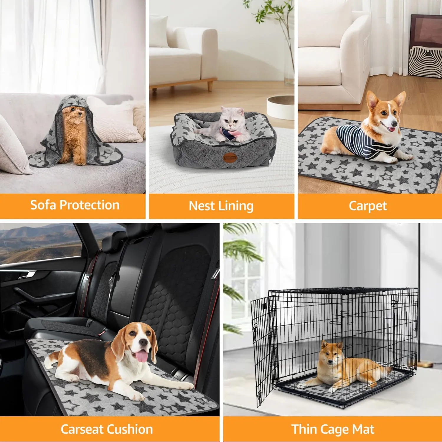 Nobleza Waterproof Dog Cat Blanket Set - 3PCS Warm Soft Pet Bedding for Sofa, Indoor Sleep, Furniture Protector, Outdoor Car - Puppy Winter Reversible Sherpa Fleece for Large Medium Small Pets