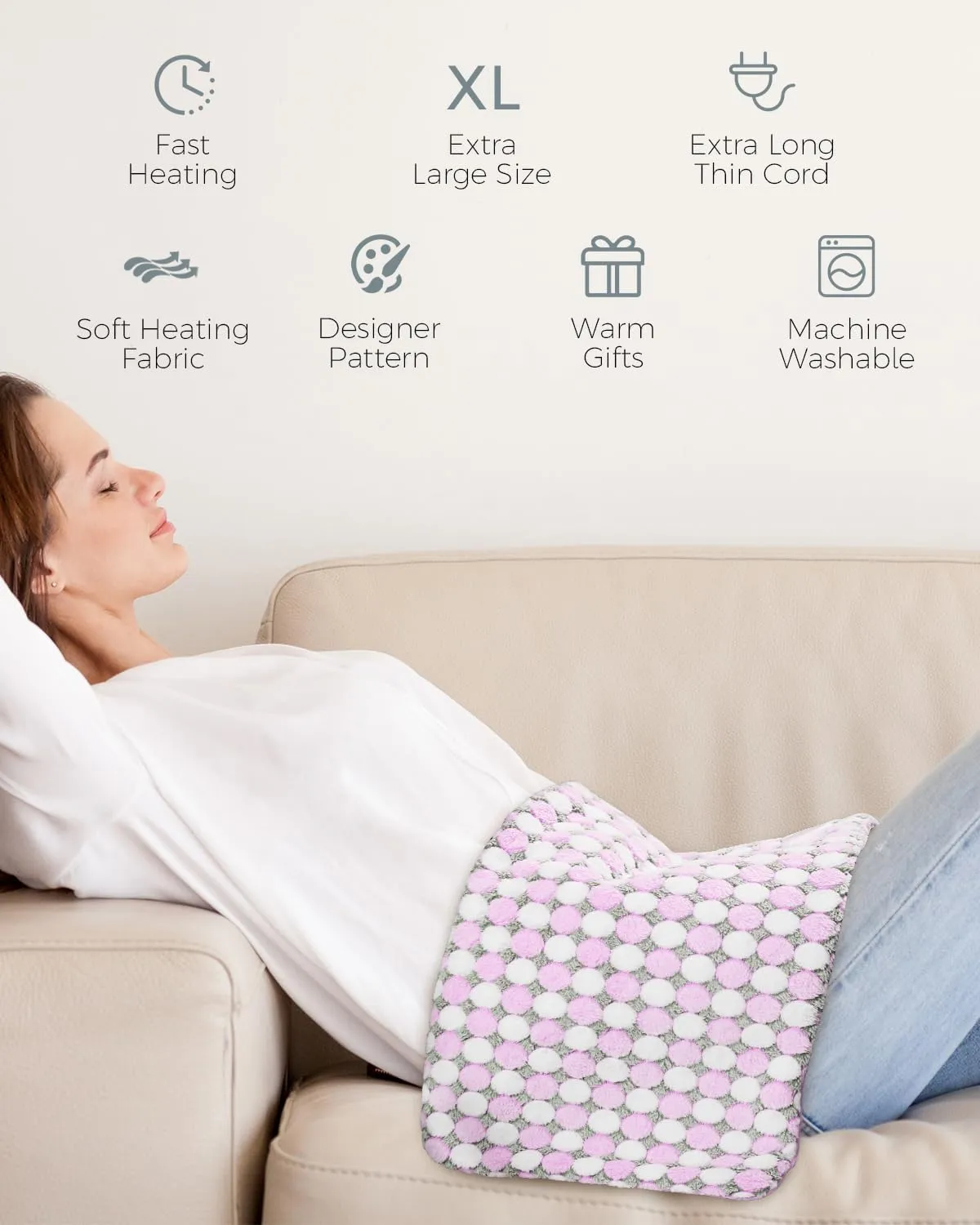 NOWWISH Heating Pad for Back Pain & Cramps Relief, Mothers Day Gifts for Mom Wife, Moist Heat Electric Heating Pads with Auto Shut-Off, Gifts for Women, Purple, 12"x24"