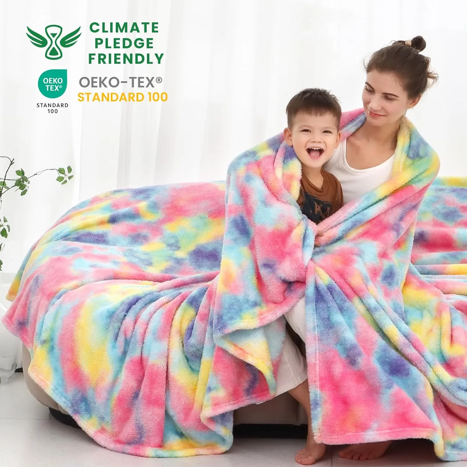 obinsm Rainbow Bed Blanket - Warm Soft Throw Blanket for Couch - Fuzzy Throw Blankets for Women