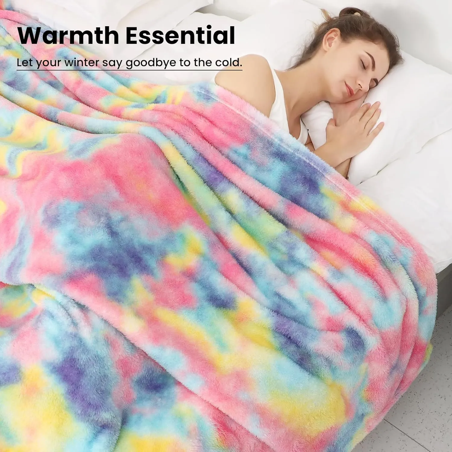 obinsm Rainbow Bed Blanket - Warm Soft Throw Blanket for Couch - Fuzzy Throw Blankets for Women