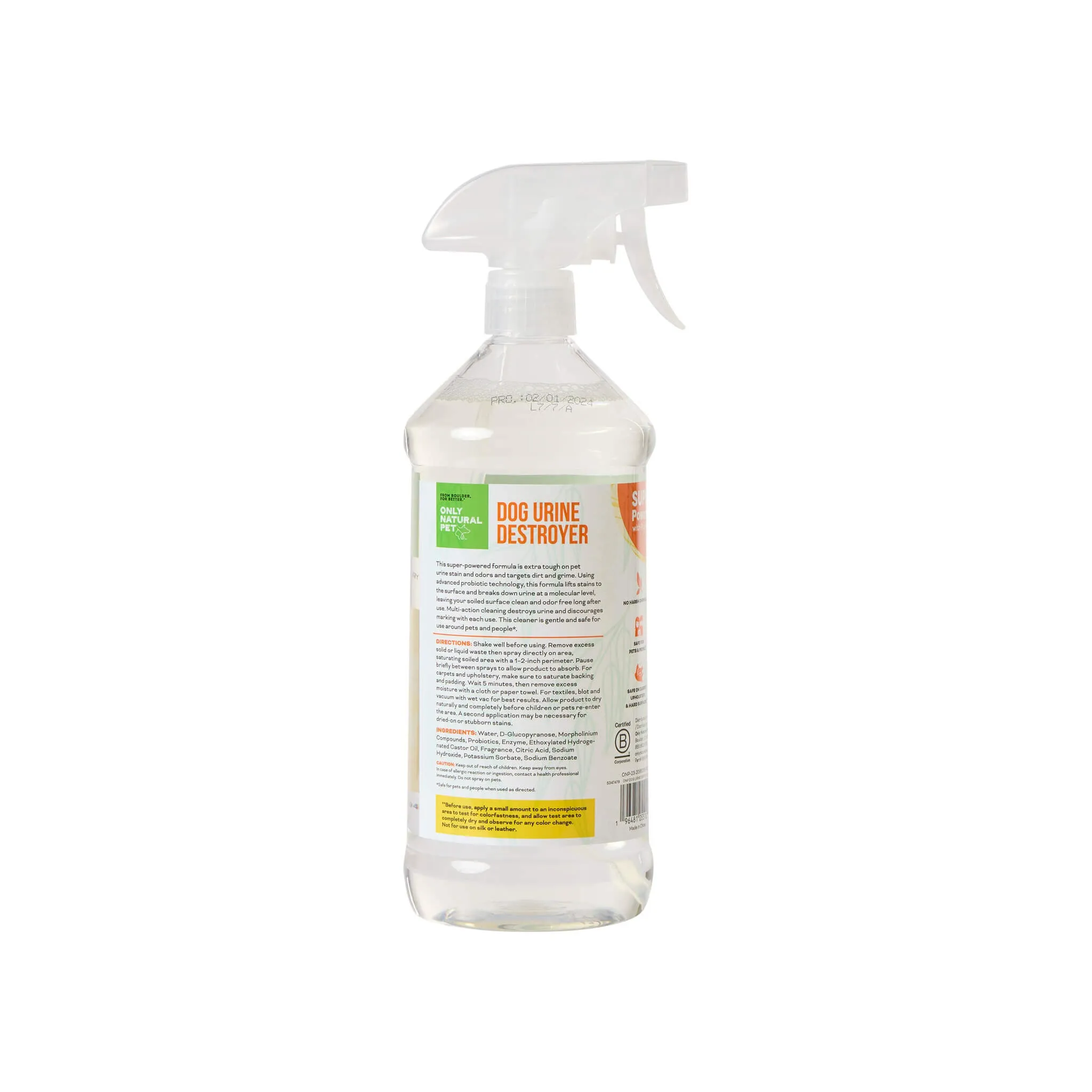 Only Natural Pet Dog Urine Stain & Odor Destroyer Probiotic Spray for Dogs 32 oz