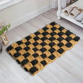 OnlyMat Black and Natural CrisCross Knotted Coir Rope Mat - 100% Natural Handloom Coir - Indoor / Outdoor