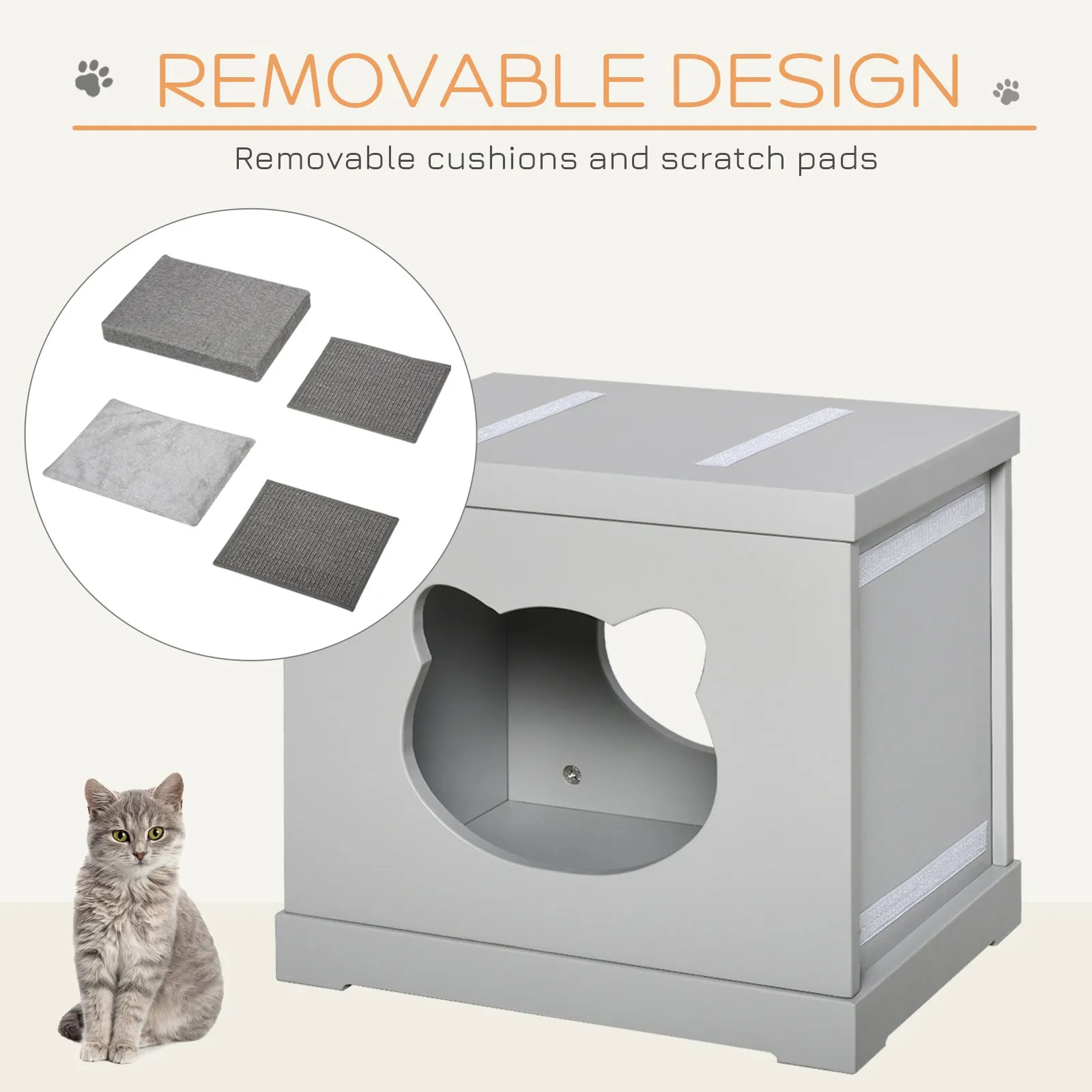 PawHut Cat House Bed Kitten Cave Cube Indoor w/Soft Cushion Sisal Scratching Pad