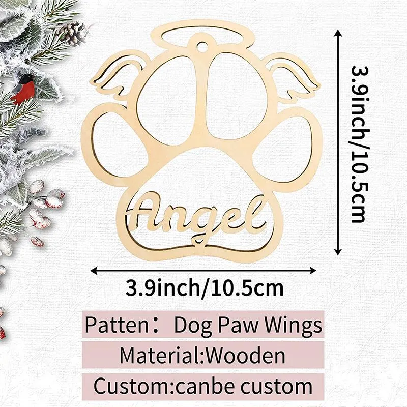 Personalized Dog Bone Christmas Ornaments, Custom Pet Name Wooden Ornaments for Christmas