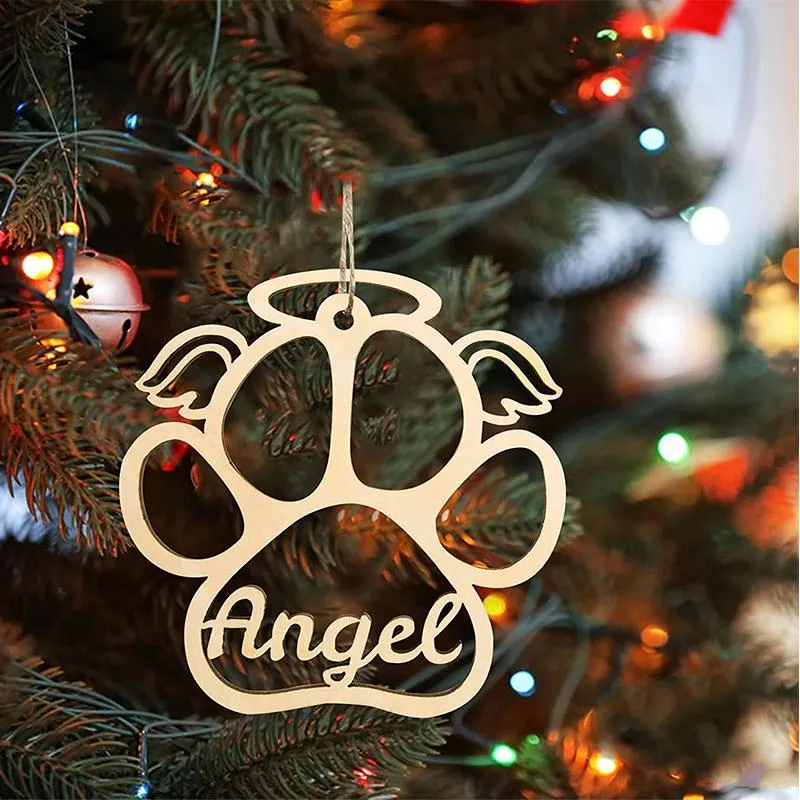 Personalized Dog Bone Christmas Ornaments, Custom Pet Name Wooden Ornaments for Christmas