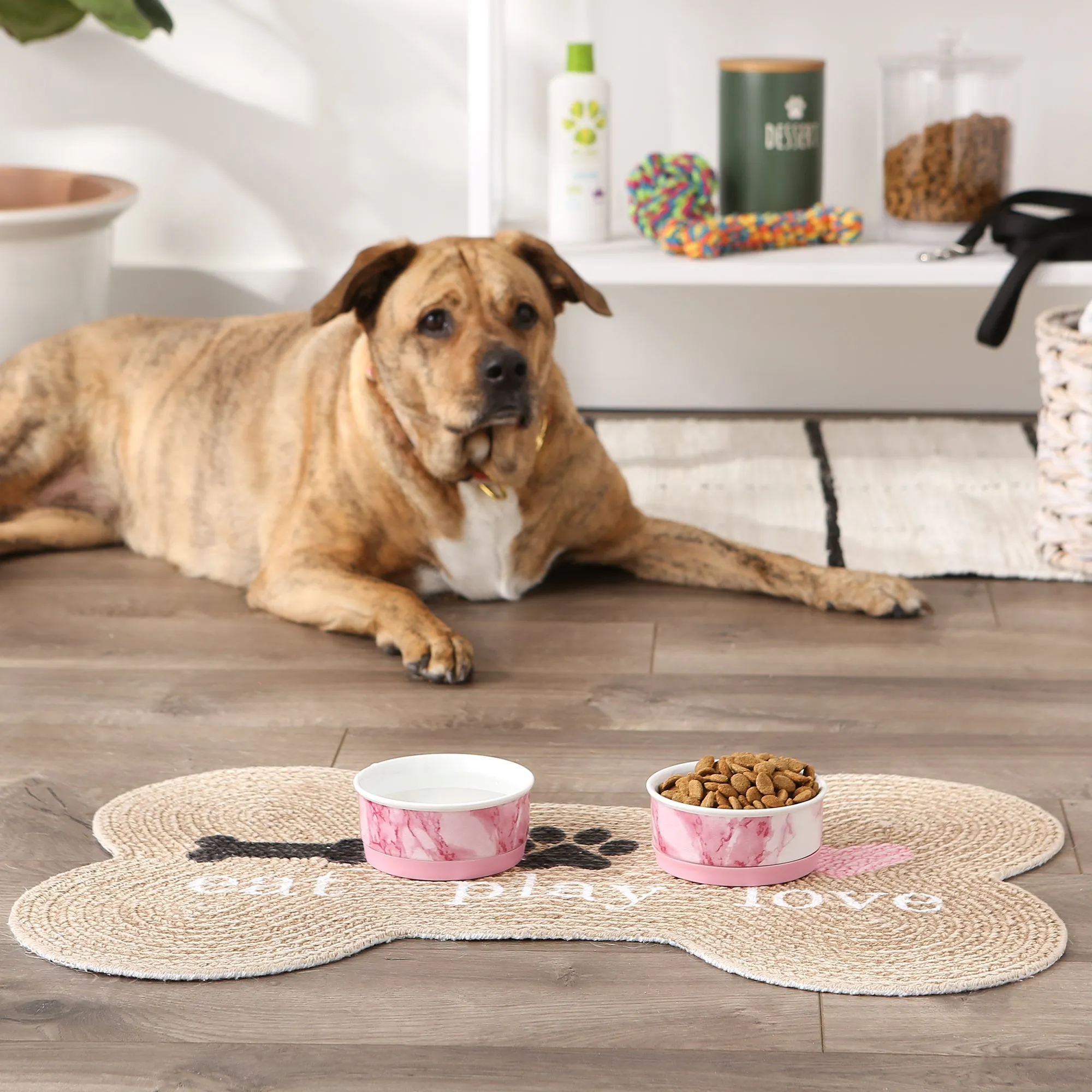 Pet Bowl Pink Marble Small 4.25Dx2H Set of 2