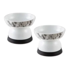 Pet Bowl Raised Marble Small 5.3Dx3.5H Set of 2