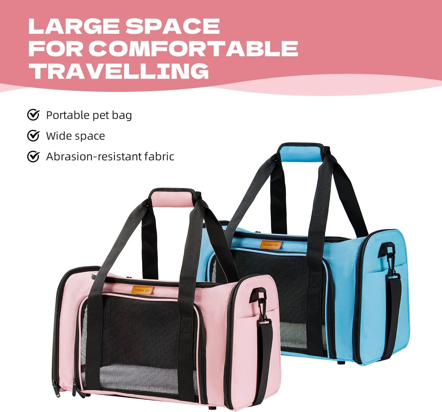Pet Carrier for Small, Medium Dogs, Cats and Puppies up to 15 lbs, Portable, Collapsible, Car Pet Bag (Blue)