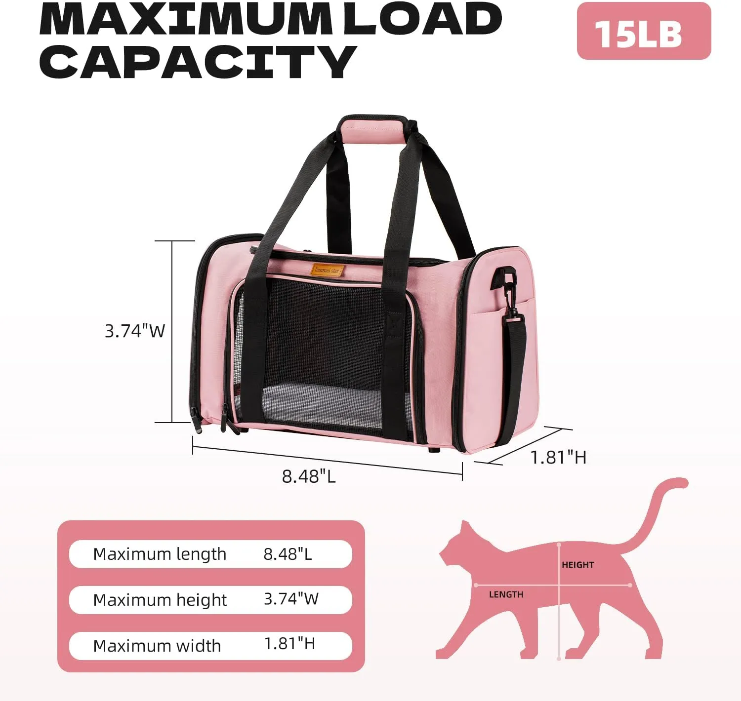Pet Carrier for Small, Medium Dogs, Cats and Puppies up to 15 lbs, Portable, Collapsible, Car Pet Bag (Blue)