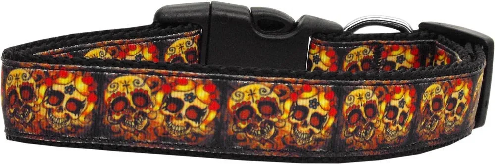 Pet Dog & Cat Nylon Collar or Leash, "Skull Crossed Lovers"
