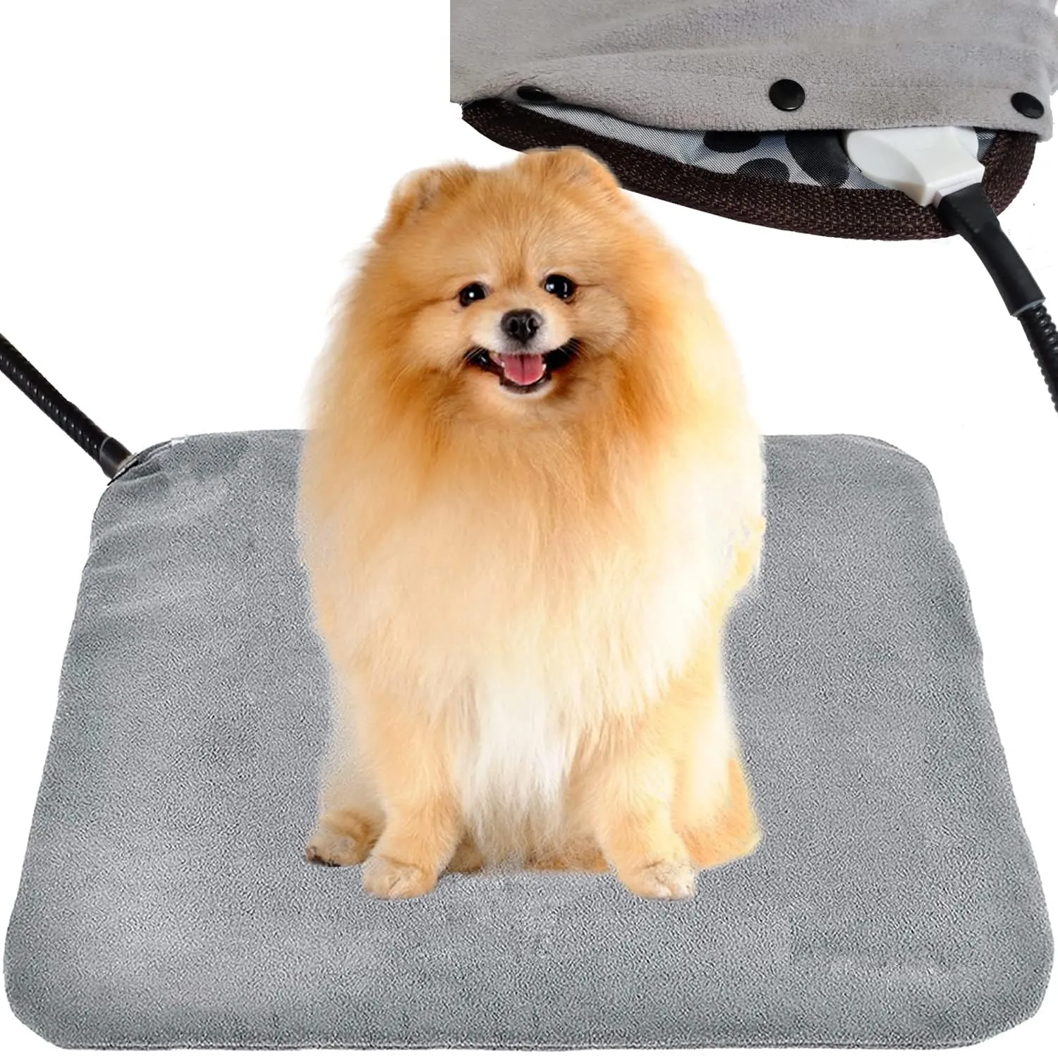 Pet Heating Pad for Small Dog & Cat - Soft Washable Cover, Electric, Water & Chew Resistant Cord