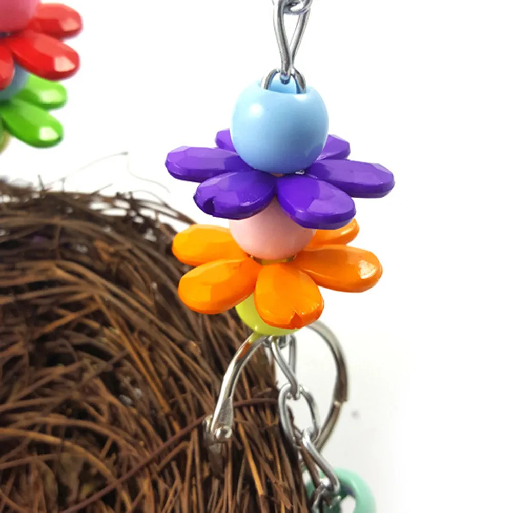 Pet Rattan Nest Bird Swing Toy with Bells,Hanging Bird Chewing Toy