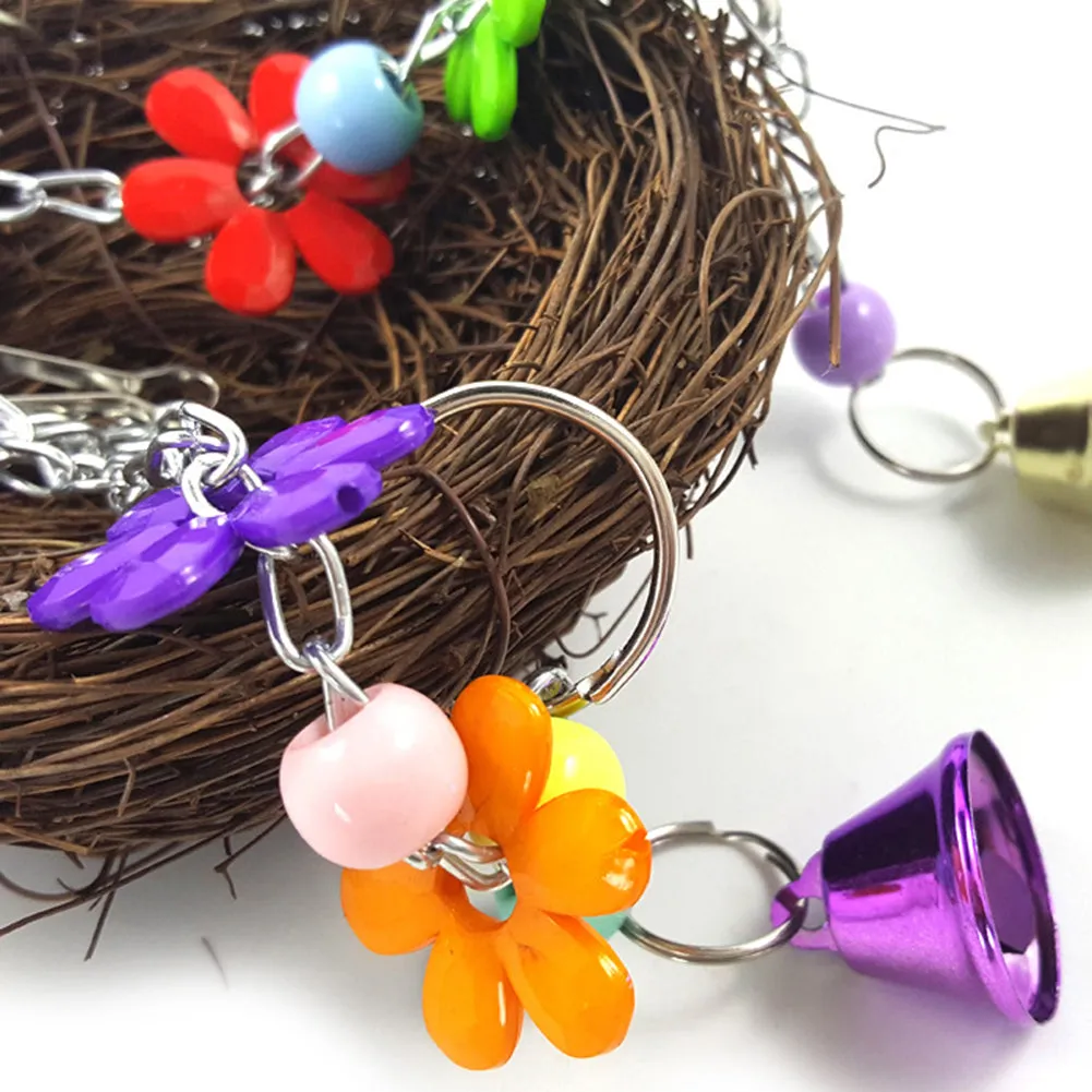 Pet Rattan Nest Bird Swing Toy with Bells,Hanging Bird Chewing Toy