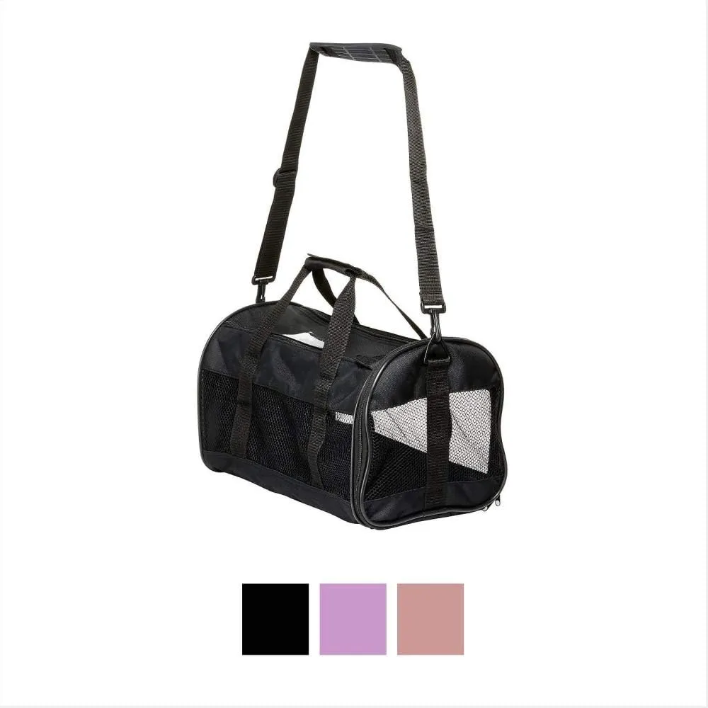Petmate Soft-Sided Kennel Cab Pet Carrier,Black,Up to 10lbs, 17 X 10 X 10 (21329)