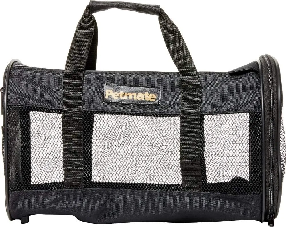 Petmate Soft-Sided Kennel Cab Pet Carrier,Black,Up to 10lbs, 17 X 10 X 10 (21329)