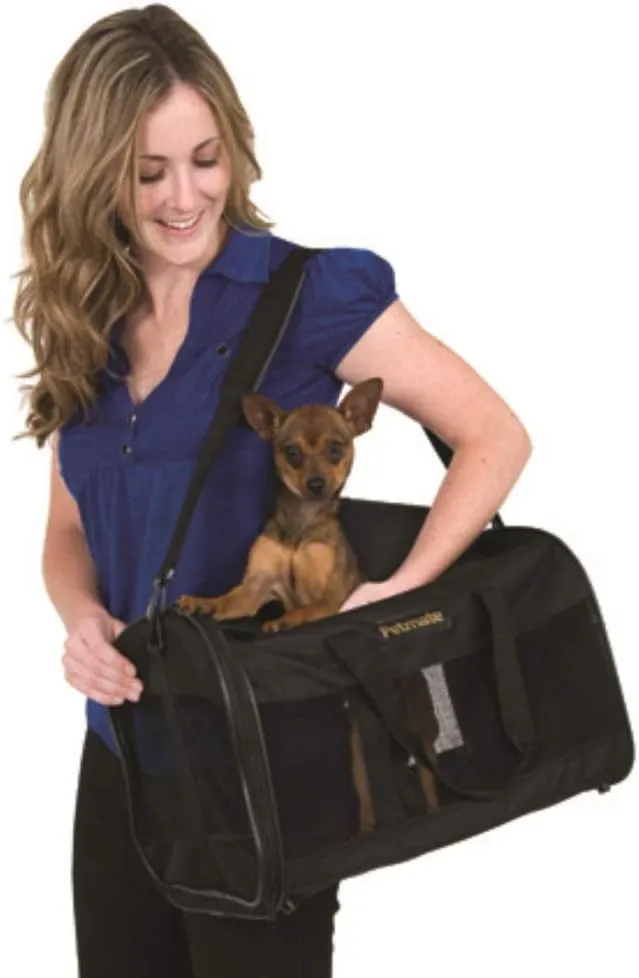 Petmate Soft-Sided Kennel Cab Pet Carrier,Black,Up to 10lbs, 17 X 10 X 10 (21329)