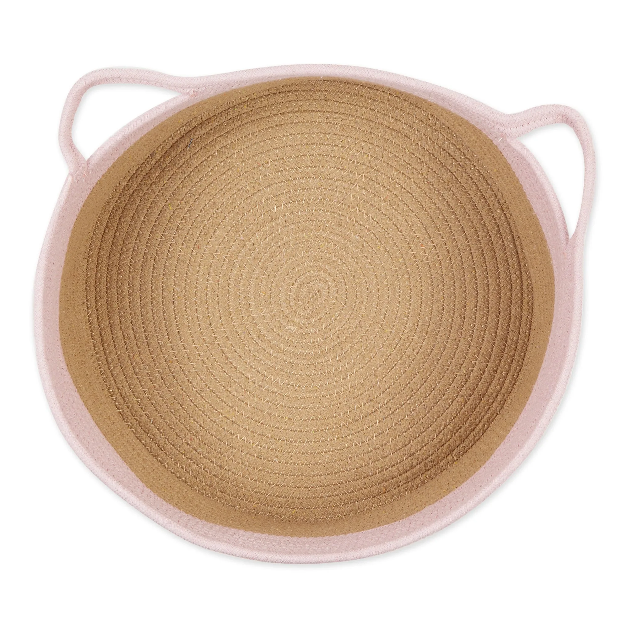 Pink & Beige Cotton Rope Cat Ears Pet Basket