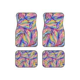 Pink Blue Floral Floor Mats, Hippie Car Decor, 70s Car Floor Mat, Boho Car Mat Accessories, Cottagecore Car mat, Bohemian Vehicle Set of 4