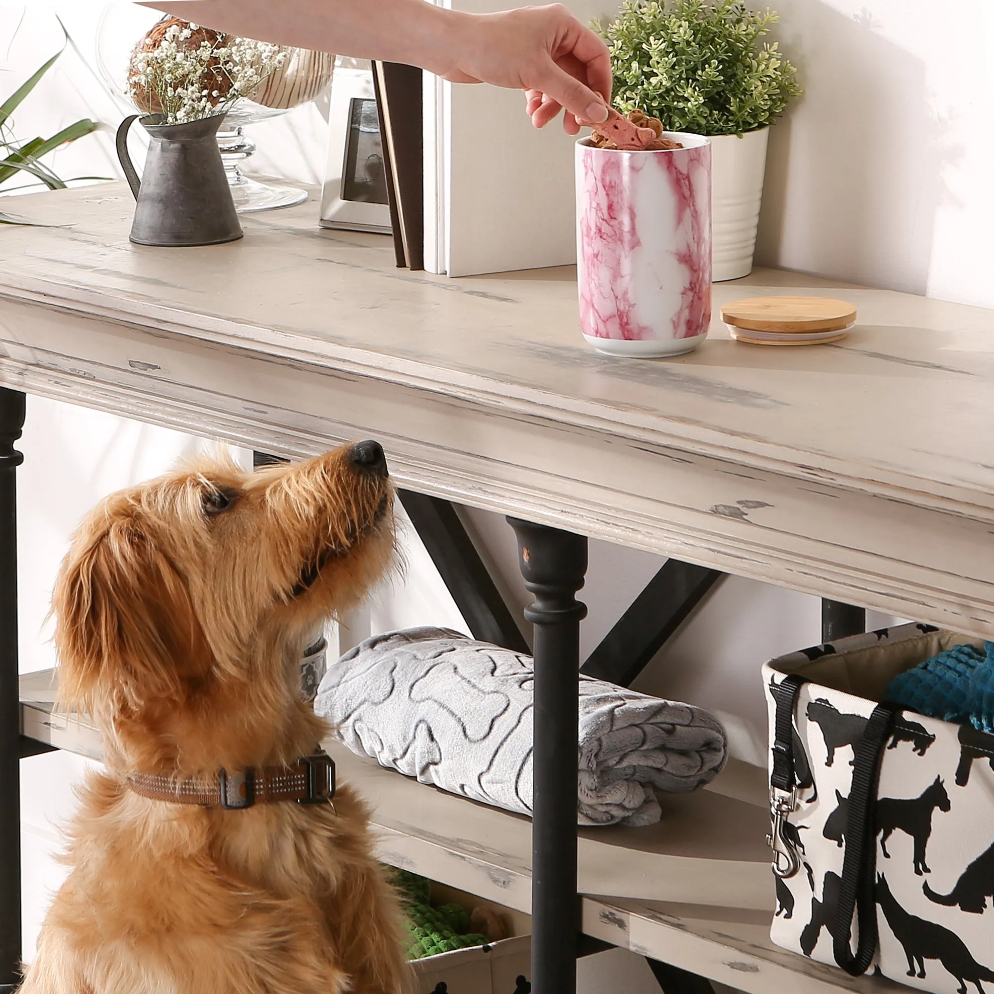Pink Marble Ceramic Treat Canister