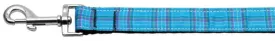 Plaid Nylon Collar  Blue 1 wide 4ft Lsh