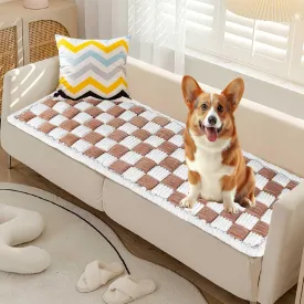 Plaid Pet Couch Mat Dog Couch Covers Non Slip Washable, Soft Checkered Sofa Pad for Furniture with Non Slip Bottom, Quilted Plaid Pet Mat Blankets for Window Floor Camping Car