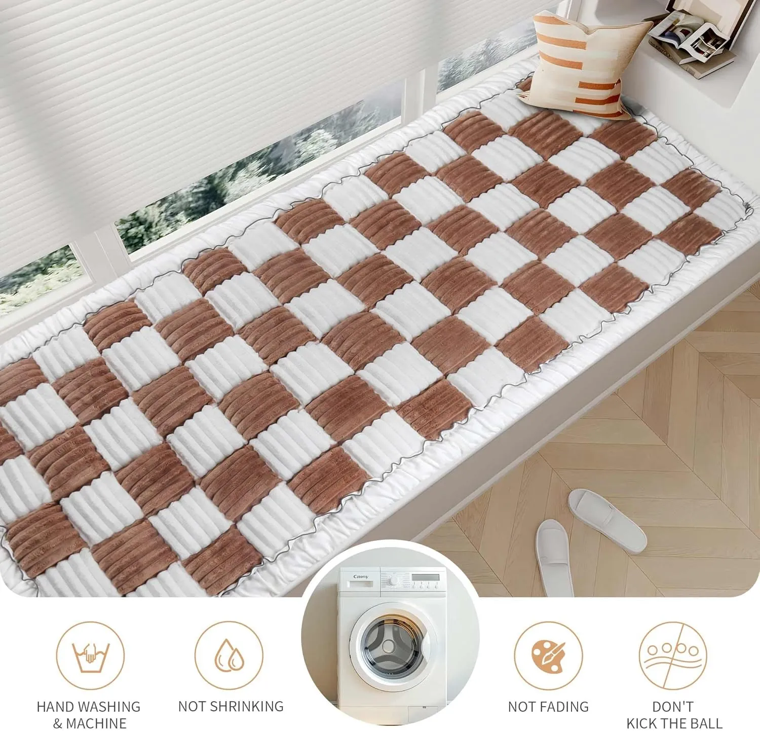 Plaid Pet Couch Mat Dog Couch Covers Non Slip Washable, Soft Checkered Sofa Pad for Furniture with Non Slip Bottom, Quilted Plaid Pet Mat Blankets for Window Floor Camping Car