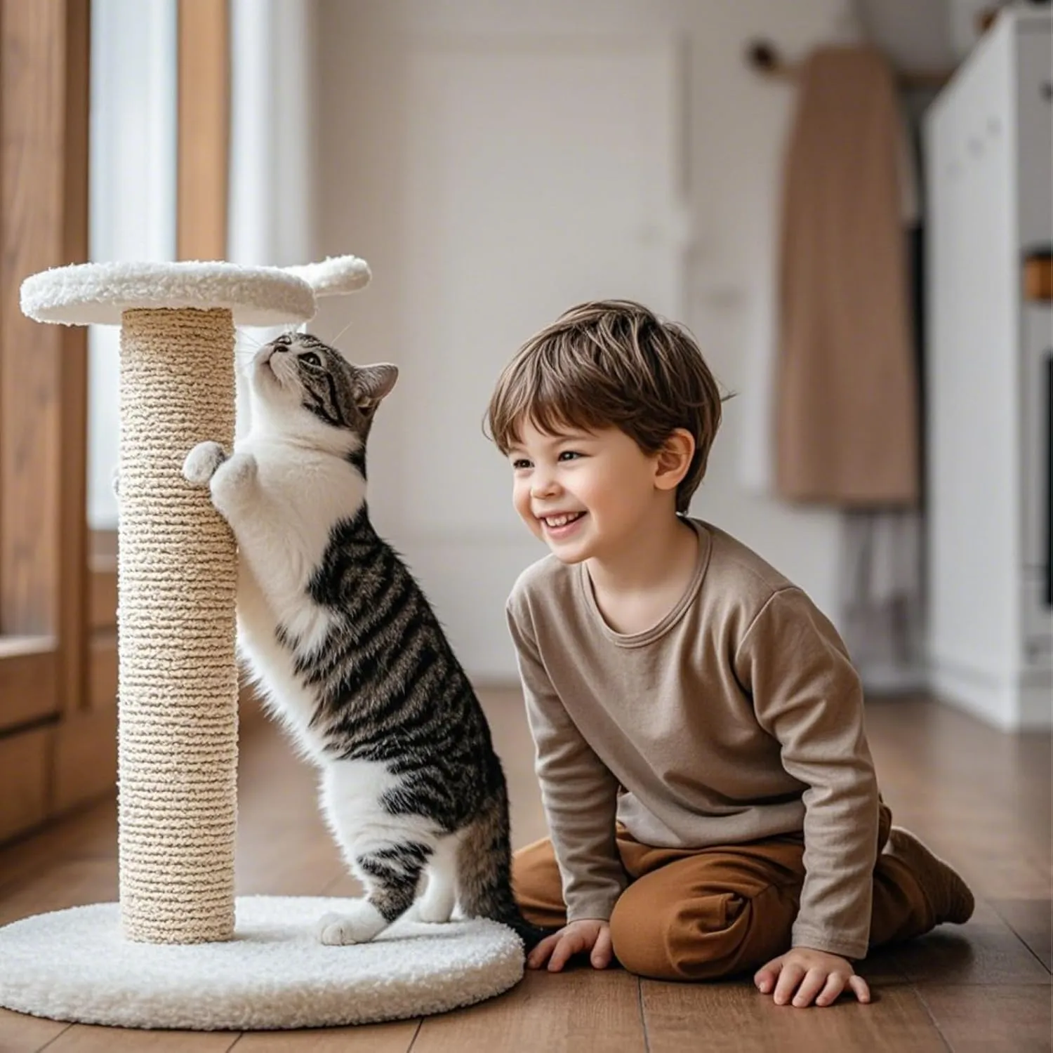 PowerKing Natural Sisal Replacement Scratching Post, 15.7'' 2 Pieces M8 Cat Scratch Post Refill Pole Parts for Refurbishment, Include Screws (White)