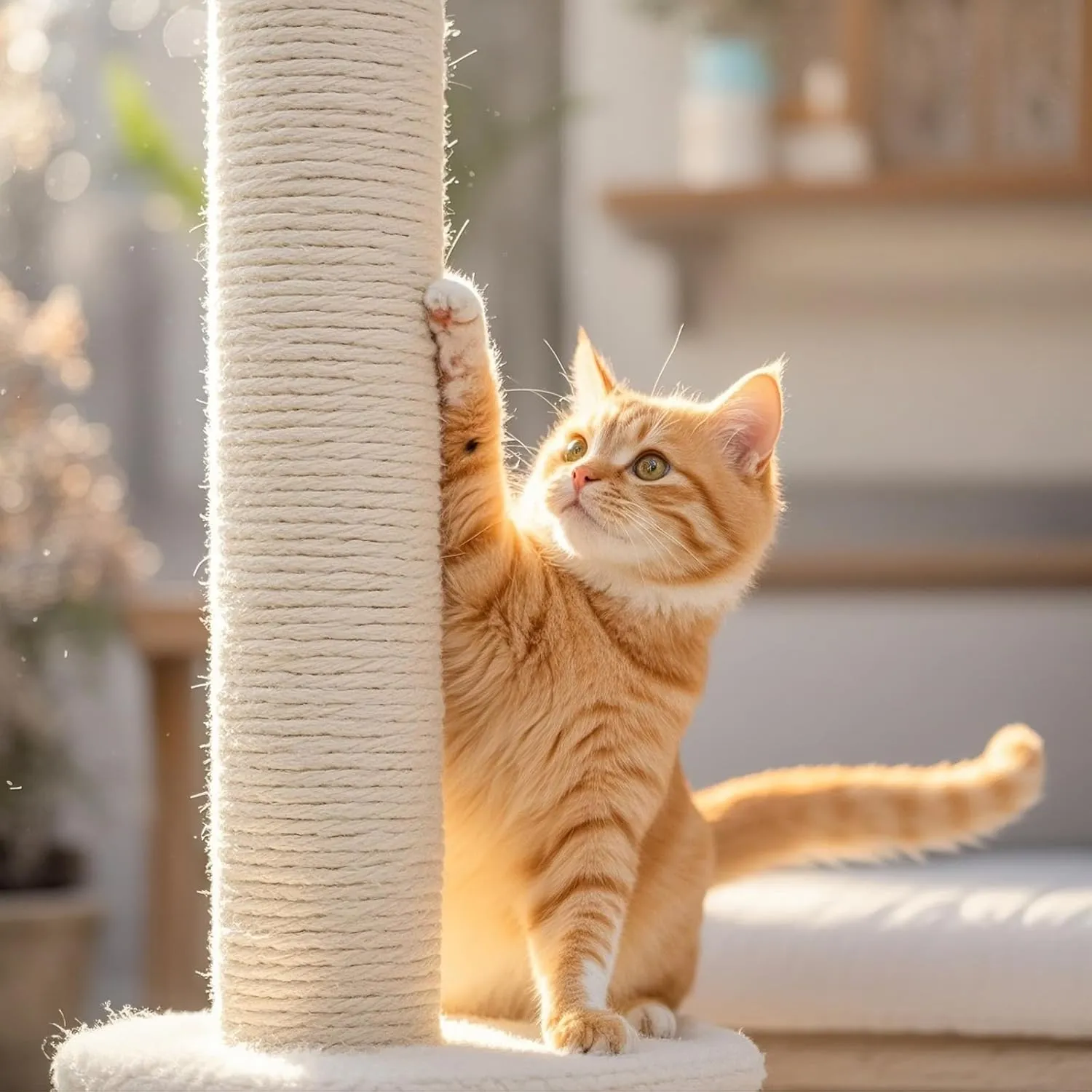 PowerKing Natural Sisal Replacement Scratching Post, 15.7'' 2 Pieces M8 Cat Scratch Post Refill Pole Parts for Refurbishment, Include Screws (White)