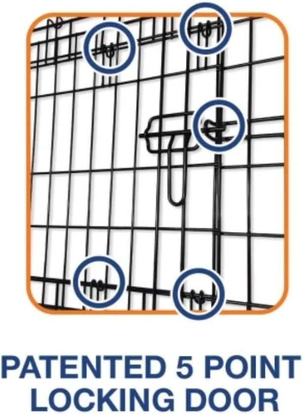 Precision Pet Products Two Door Great Crate Wire Dog Crate, 30 Inch, For Pets 30-50 Lbs, With 5-Point Locking System