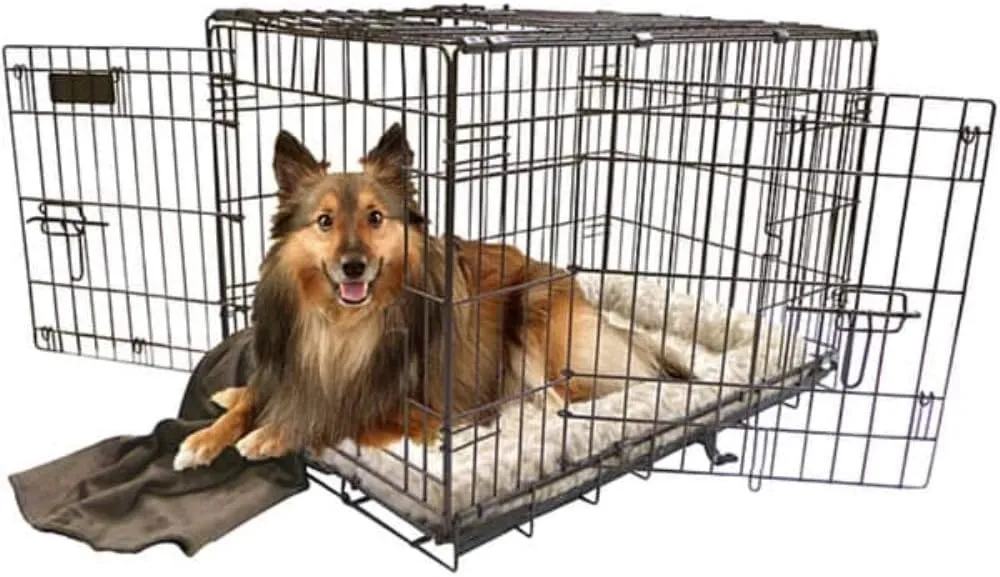 Precision Pet Products Two Door Great Crate Wire Dog Crate, 30 Inch, For Pets 30-50 Lbs, With 5-Point Locking System