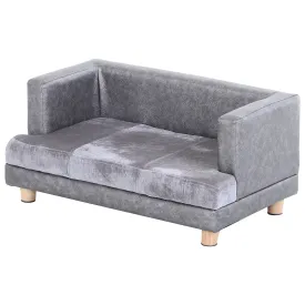 PU Leather Elevated Pet Dogs Sofa Bed Grey
