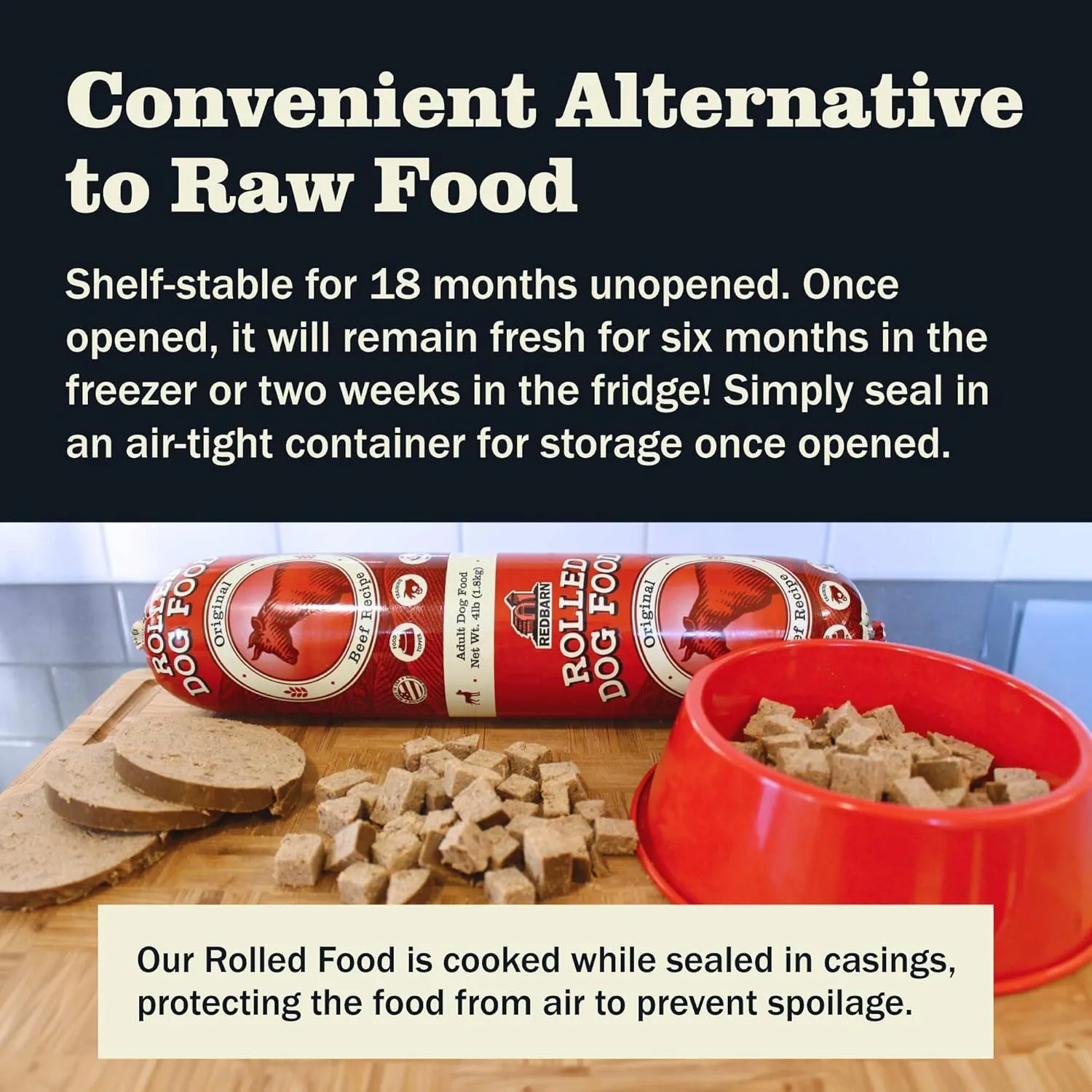 Redbarn Pet Products All-Natural Premium Rolled Dog Food, Chicken Recipe - Soft Semi-Moist Wet Formula for High Protein Diet, Training Rewards, & Treat Pill Concealer - 4 lb, 1 Count