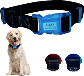 Sporn Dog ID Collar for Large Dogs, Black & Blue Small Dog Collar Made of Nylon with Contrasting Colored Stitiching, Dog Collars for Large Dogs Includes 3 Pcs Prefolded Waterproof Paper