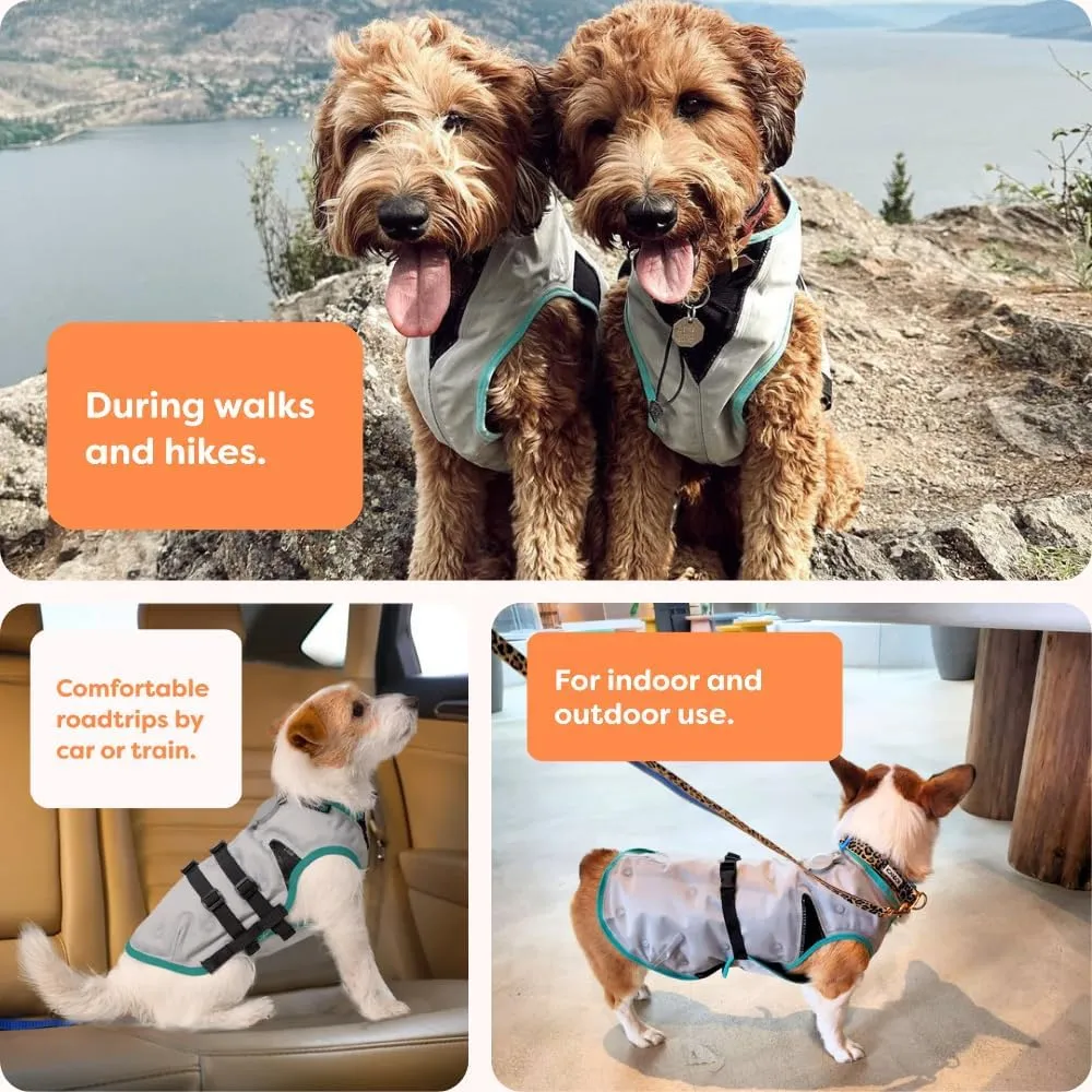 Suitical Dry Cooling Vest for Dogs | Canine Cooling Vest for Hot Weather | Dog Cool Down Jacket | Machine Washable | L | Neck to Tail 24- 30 | Chest 26-34 Around | Neck Circumference 22 | Silver