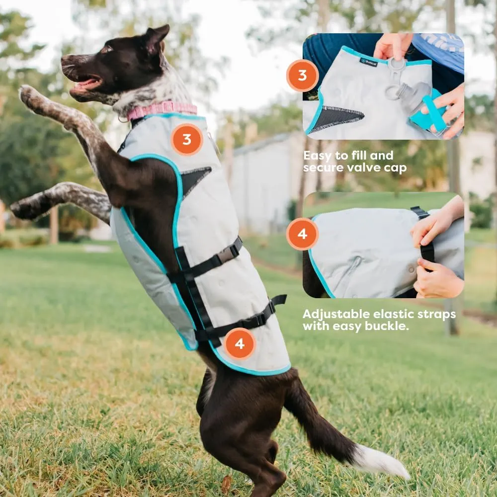 Suitical Dry Cooling Vest for Dogs | Canine Cooling Vest for Hot Weather | Dog Cool Down Jacket | Machine Washable | L | Neck to Tail 24- 30 | Chest 26-34 Around | Neck Circumference 22 | Silver